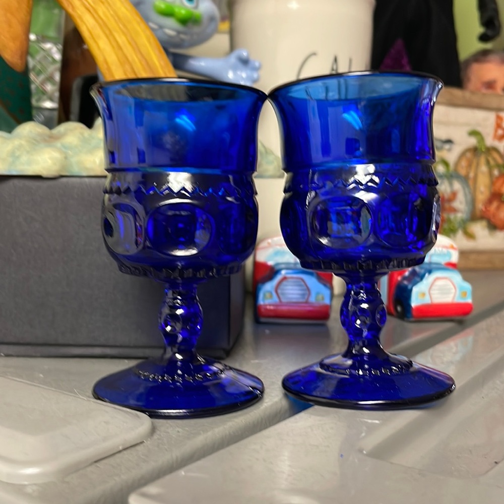 Cobalt Blue thumbprint glasses…